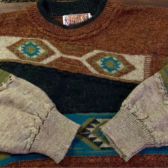 Vintage Southwestern Aztec Patterned Grandpa Sweater, Size Medium - Picture 10 of 12
